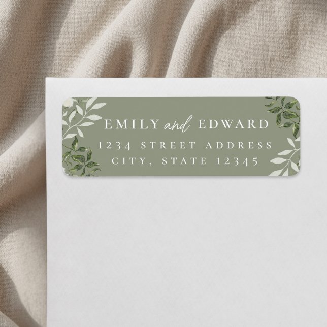 Elegant Sage Greenery Wedding Return Address (Creator Uploaded)