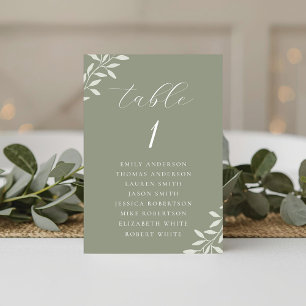 Elegant Sage Greenery Wedding Seating Chart Table Number