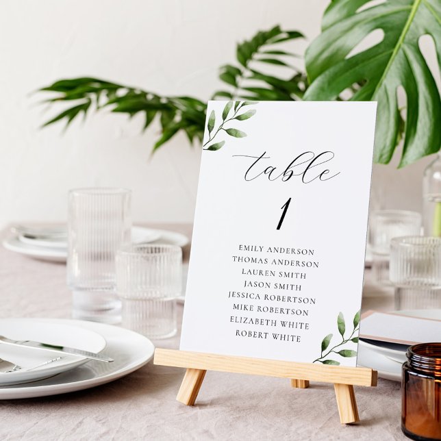 Elegant Sage Greenery Wedding Seating Chart Table Number (Creator Uploaded)