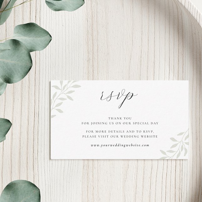 Elegant Sage Greenery Wedding Website RSVP Enclosure Card (Creator Uploaded)