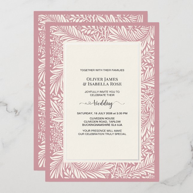 Elegant Sage Grey & Soft Ivory Wedding Invitation (Front/Back)