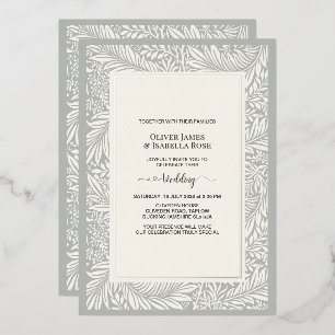 Elegant Sage Grey & Soft Ivory Wedding Invitation