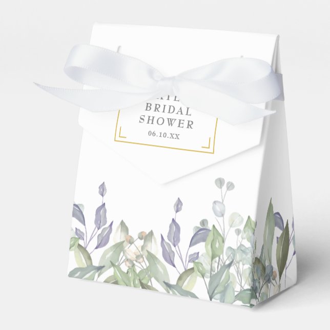 Elegant Sage Lilac Greenery Bridal Shower Favour Box (Front Side)