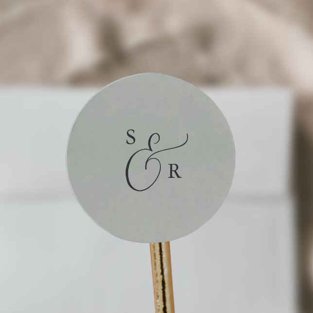 Elegant Sage Mint Monogram Wedding Envelope Seals (Creator Uploaded)