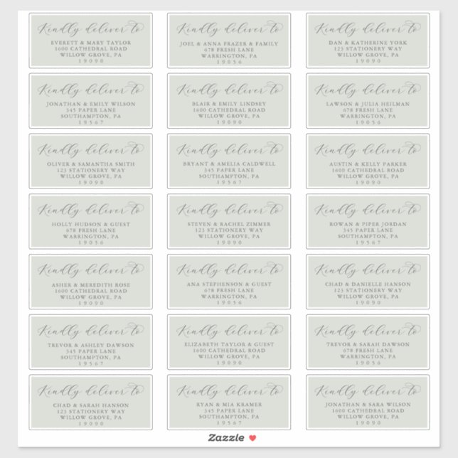 Elegant Sage Mint Wedding Guest Address Labels (Sheet)