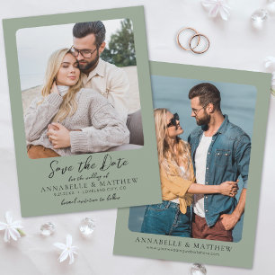 Elegant Sage Photo Wedding Save The Date