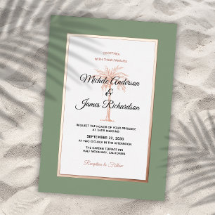 Elegant Sage Rose Gold Palm Tree Tropical Wedding