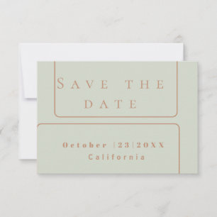 elegant sage rose gold save the date card
