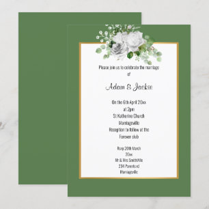 ELEGANT SAGE ROSE GOLD WEDDING  INVITATION