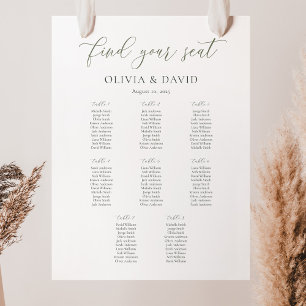 Elegant Sage Script Colour 8 table Seating Chart