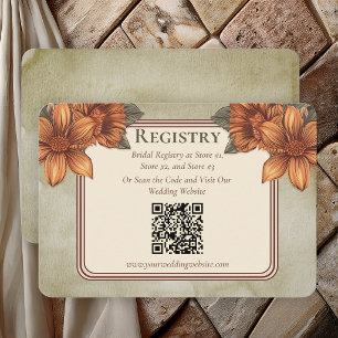 Elegant Sage Terracotta Floral Bridal Registry Enclosure Card