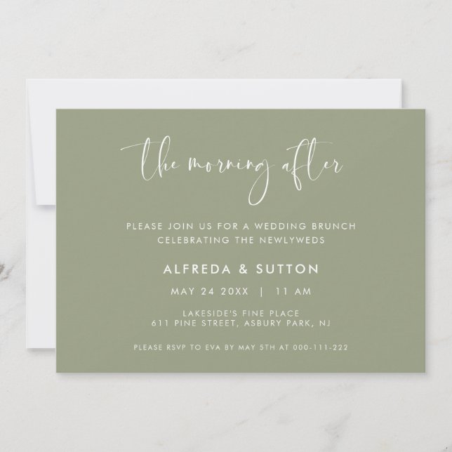 Elegant sage The Morning after Wedding Brunch Invitation (Front)