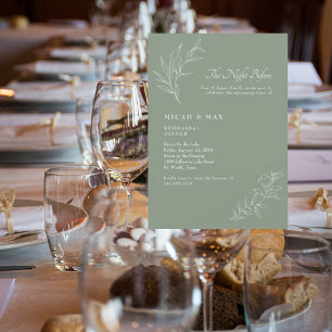 Elegant Sage The Night Before Wedding Rehearsal  Invitation