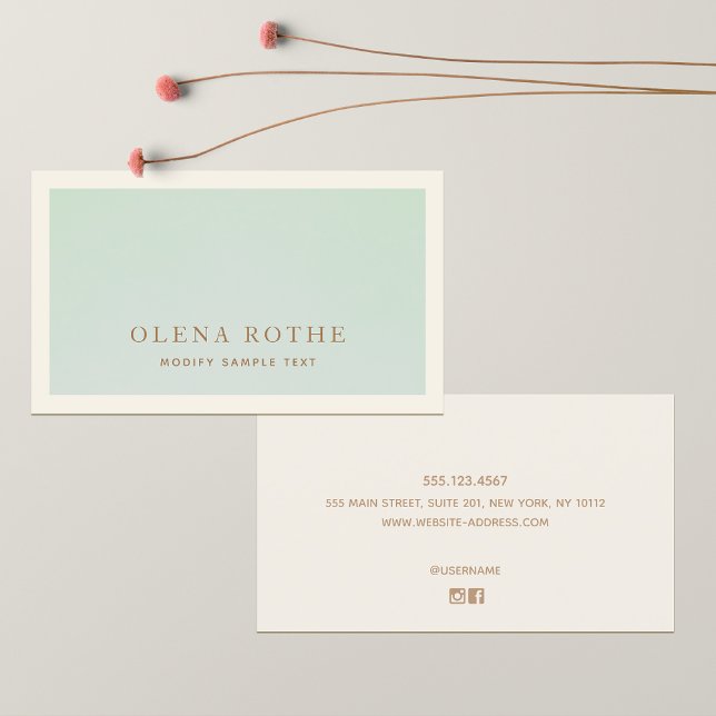 Elegant Sage Turquoise Green Ivory Border Calling Card (Creator Uploaded)