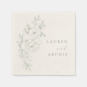 Elegant Sage Vintage Floral Wedding Napkin