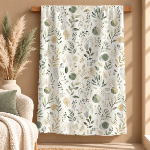 Elegant Sage Watercolor Rainbow Flower Blanket
