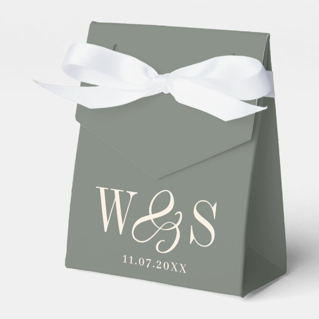 Elegant Sage wedding couples initials Favour Box (Front Side)