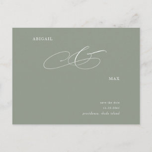  Elegant Sage Wedding Save the Date Announcement Postcard