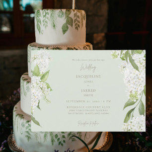 Elegant Sage White Hydrangeas Wedding Invitation