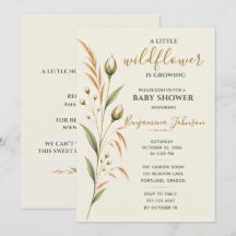 Elegant Sage Wildflower Gender Neutral Baby Shower