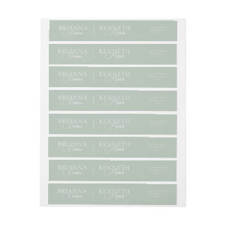 Elegant Sage With White Modern and Script Wedding Wrap Around Label