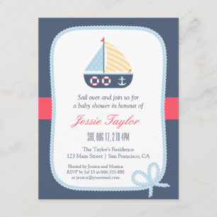 Elegant Sail boat Nautical Baby Shower Invitations