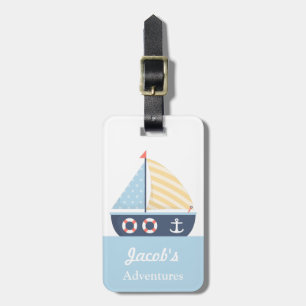 Elegant Sail boat Nautical Theme For Boys Luggage Tag