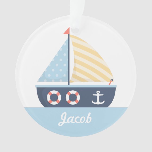 Elegant Sail boat Nautical Theme For Boys Room Ornament (Front)