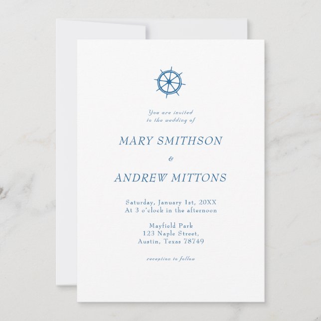 Elegant Sail Boat Wedding Invitation (Front)