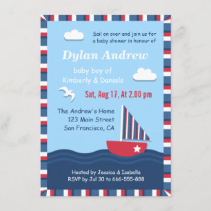 Elegant Sailboat Nautical baby shower party Invitation