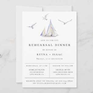 Elegant Sailboat Nautical Rehearsal Dinner Announcement