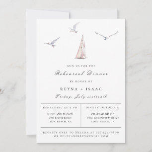 Elegant Sailboat Nautical Rehearsal Dinner Announcement