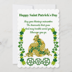 Elegant Saint Patrick's Day Green Shamrocks Celtic Holiday Card