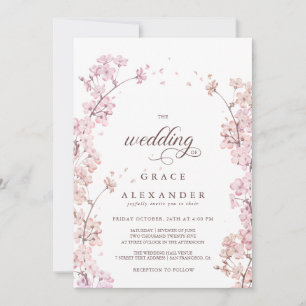 Elegant Sakura Branch modern spring Invitation
