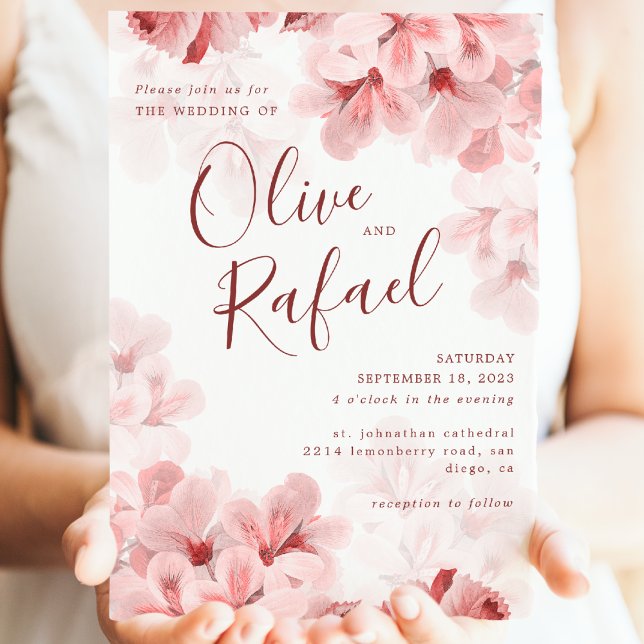 Elegant Sakura Branch modern Spring Invitation (Creator Uploaded)