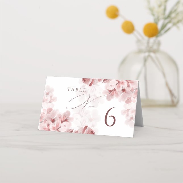 Elegant Sakura Branch Wedding table number 6 Place Card (Front)