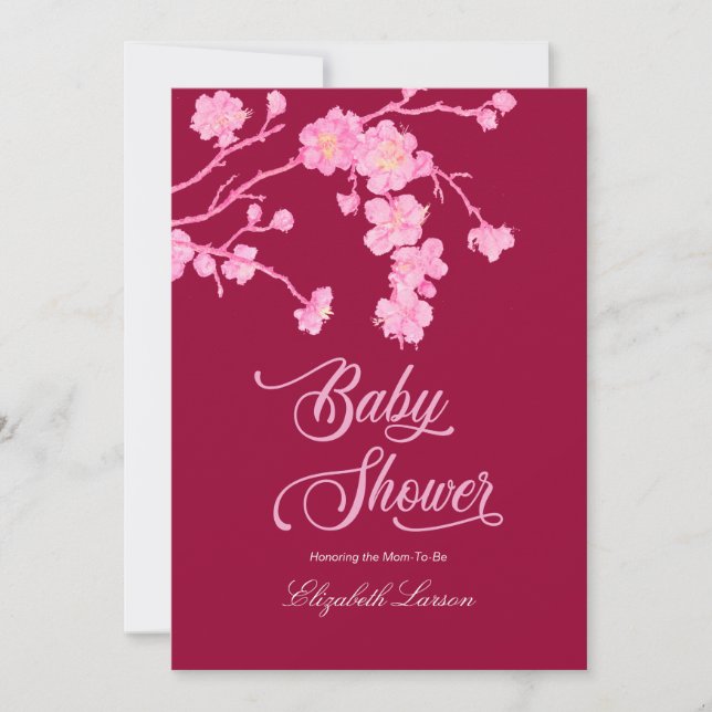 Elegant Sakura Cherry Blossoms Baby Shower Invitation (Front)