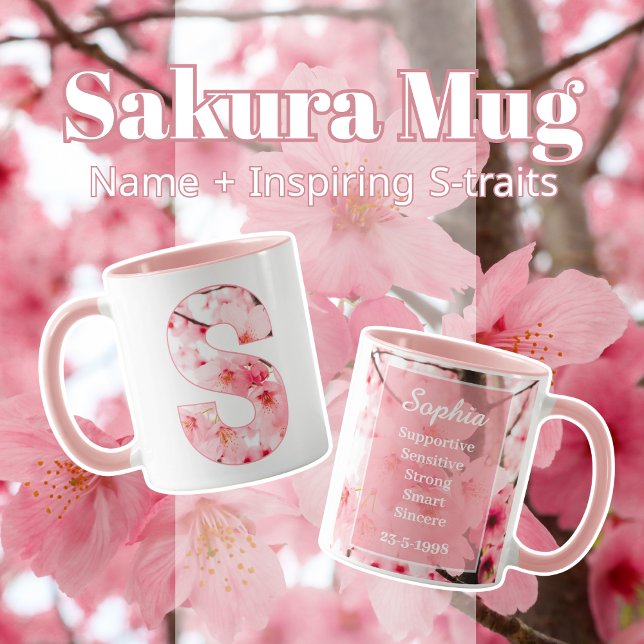 Elegant Sakura Custom Mug with Letter S (Creator Uploaded)