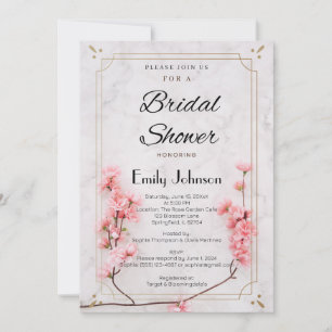Elegant Sakura Pink Cherry Blossom bridal shower Invitation