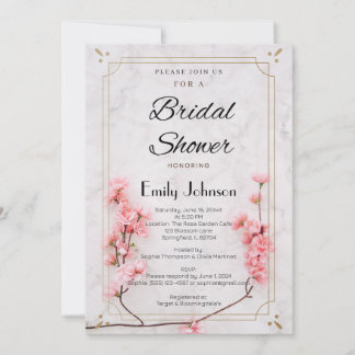 Elegant Sakura Pink Cherry Blossom bridal shower Invitation