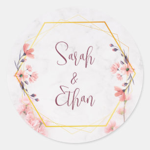 Elegant Sakura Pink floral Cherry Blossom Classic Round Sticker