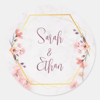 Elegant Sakura Pink floral Cherry Blossom  Classic Round Sticker