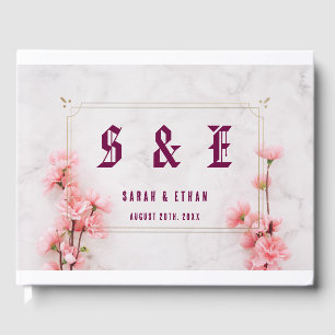 Elegant Sakura Pink floral Cherry Blossom Wedding Guest Book