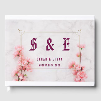 Elegant Sakura Pink floral Cherry Blossom Wedding Guest Book