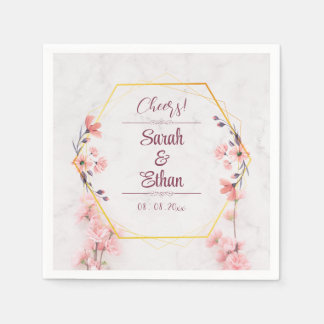 Elegant Sakura Pink floral Cherry Blossom Wedding Napkin