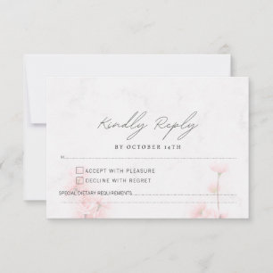 Elegant Sakura Pink floral Cherry Blossom Wedding RSVP Card