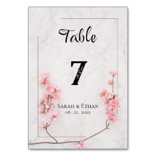 Elegant Sakura Pink floral Cherry Blossom Wedding Table Number