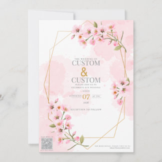Elegant Sakura Wedding Himura Miyuki Wedding | Pin Invitation