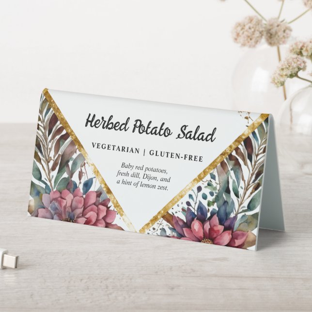 Elegant Salad Buffet Burgundy Navy Blue Floral (In SItu (Table))