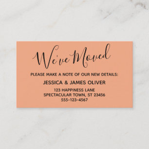 Elegant Salmon Typography "We've Moved" Card